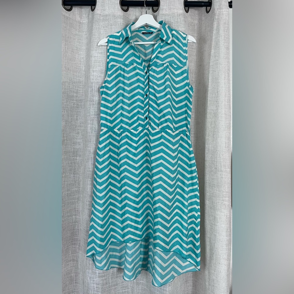 Chevron pattern real hi low dress